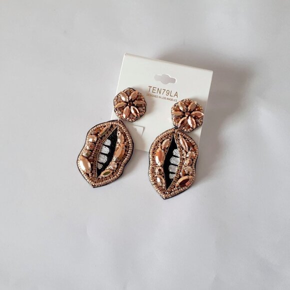 Ten79LA beaded & crystal accented drop earrings - Picture 4 of 6